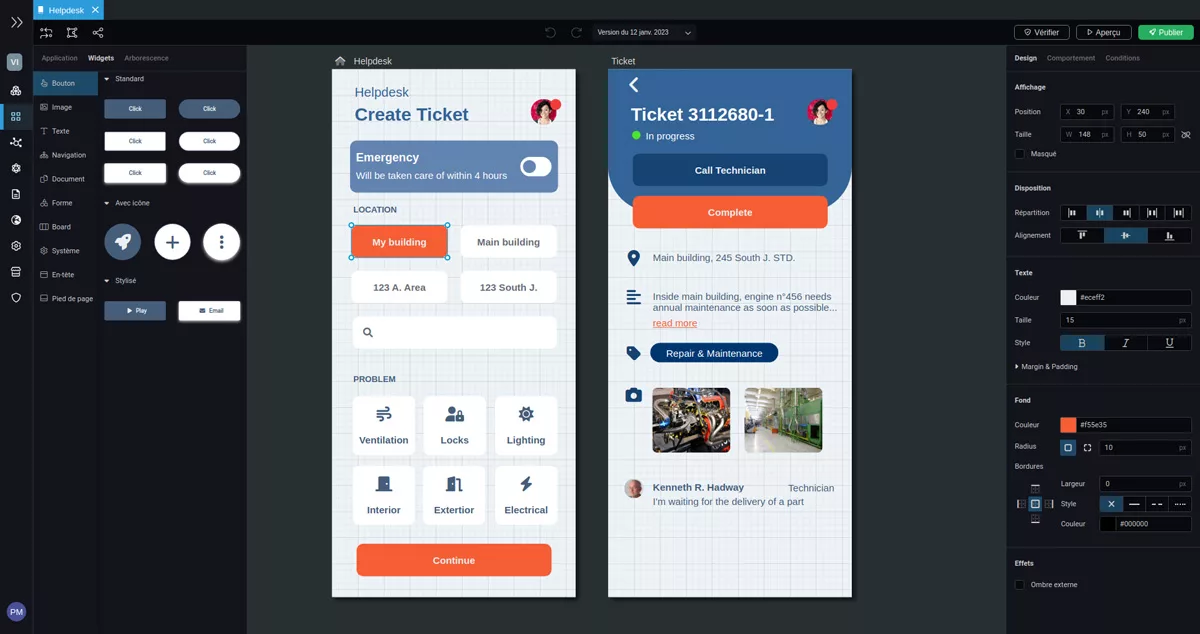 Ticketing application created in nocode